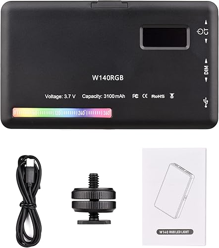 Miniatura 9 de Andoer Luz de video LED RGB W140, panel de luz de cámara LED 2500K-9000K regulable recargable fotografía luz de relleno para Vlog transmisión en