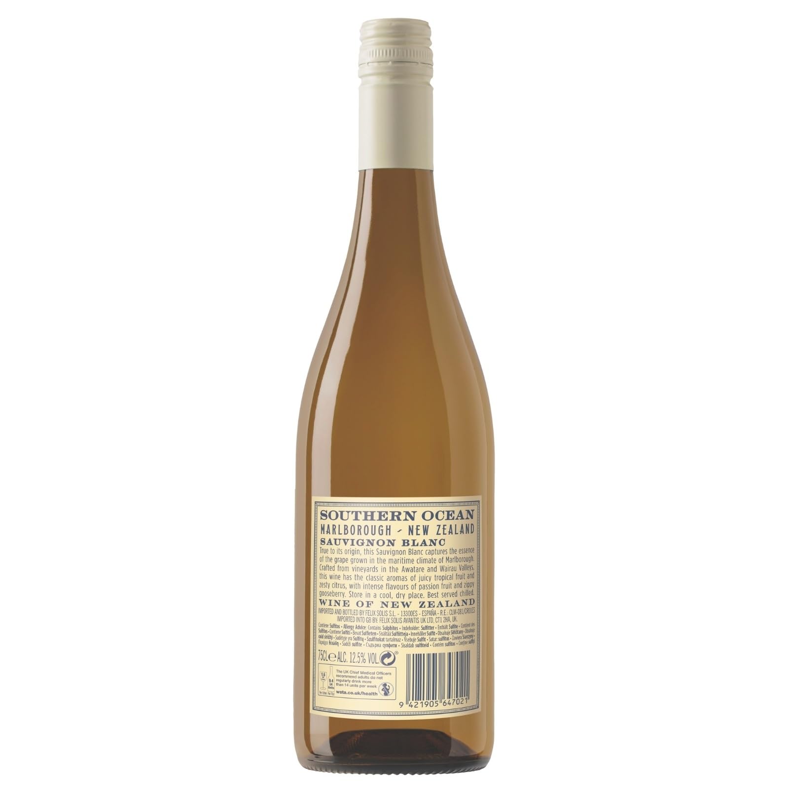Southern Ocean Blanco Sauvignon Blanc New Zealand, Paquete de 6 x 750 ml - Total: 4500 ml