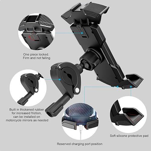 Miniatura 2 de Edición 2023 Soporte para teléfono de bicicleta dos en uno, soporte de teléfono para motocicleta, espejo retrovisor de motocicleta, soporte para
