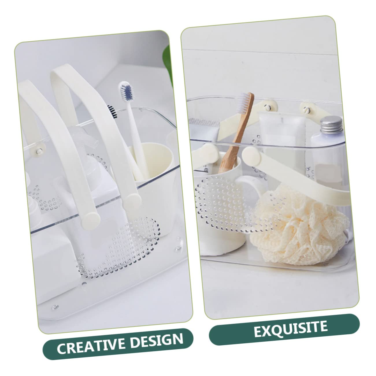 Cesta Portátil de Plástico Engrosado para Almacenamiento en Baño y Oficina, Organizador Asa para Productos de Ducha y Tocador, Práctica para Uso Diario