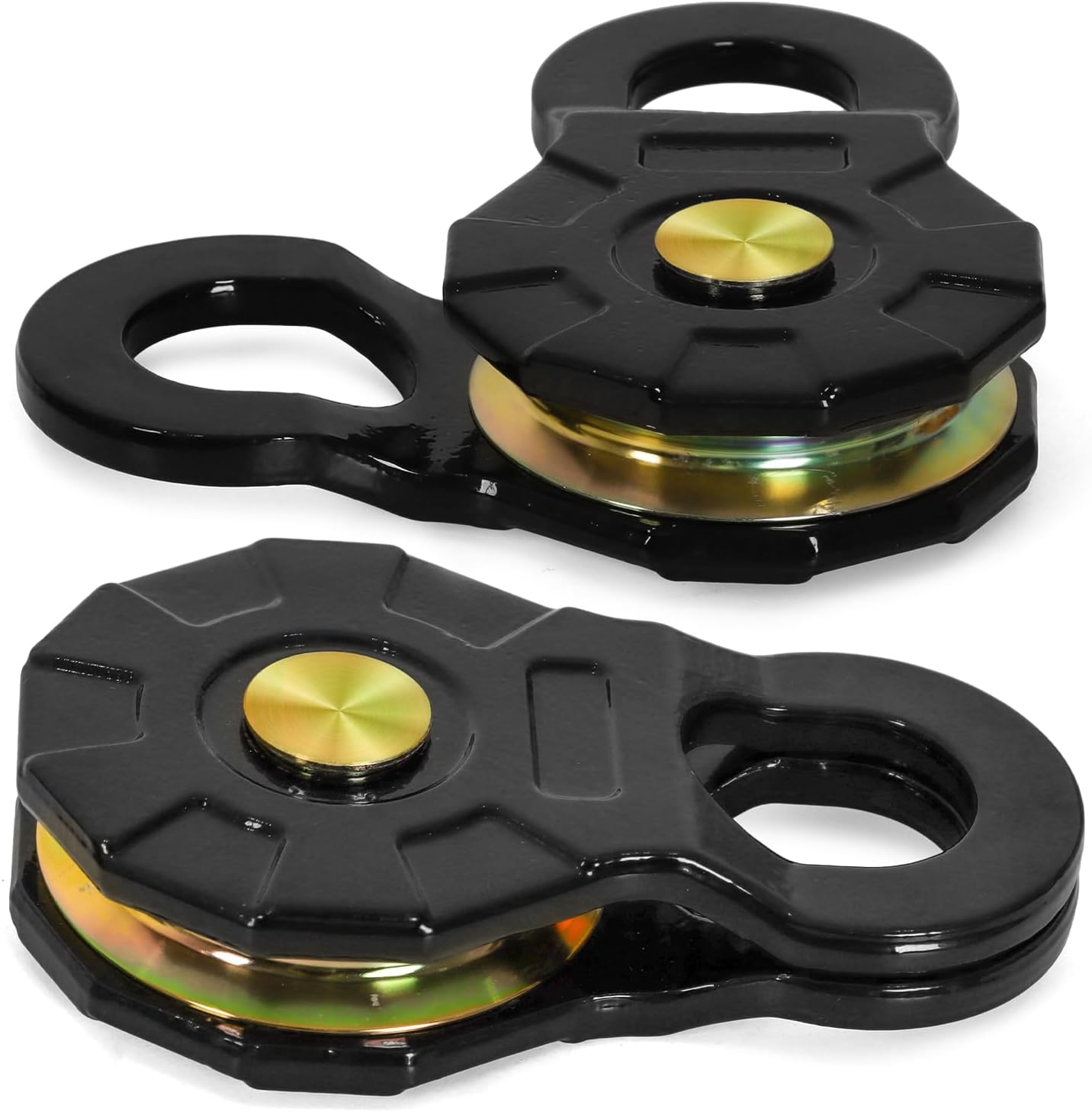 2 PCS ATV/UTV Winch Snatch Block - Heavy Duty 24000LBS (12T) Recovery Pulley, Powder Coated Carbon Steel, Compatible with Synthetic Rope & Steel Cable, for Off-Road, Truck, Side by Side,Black