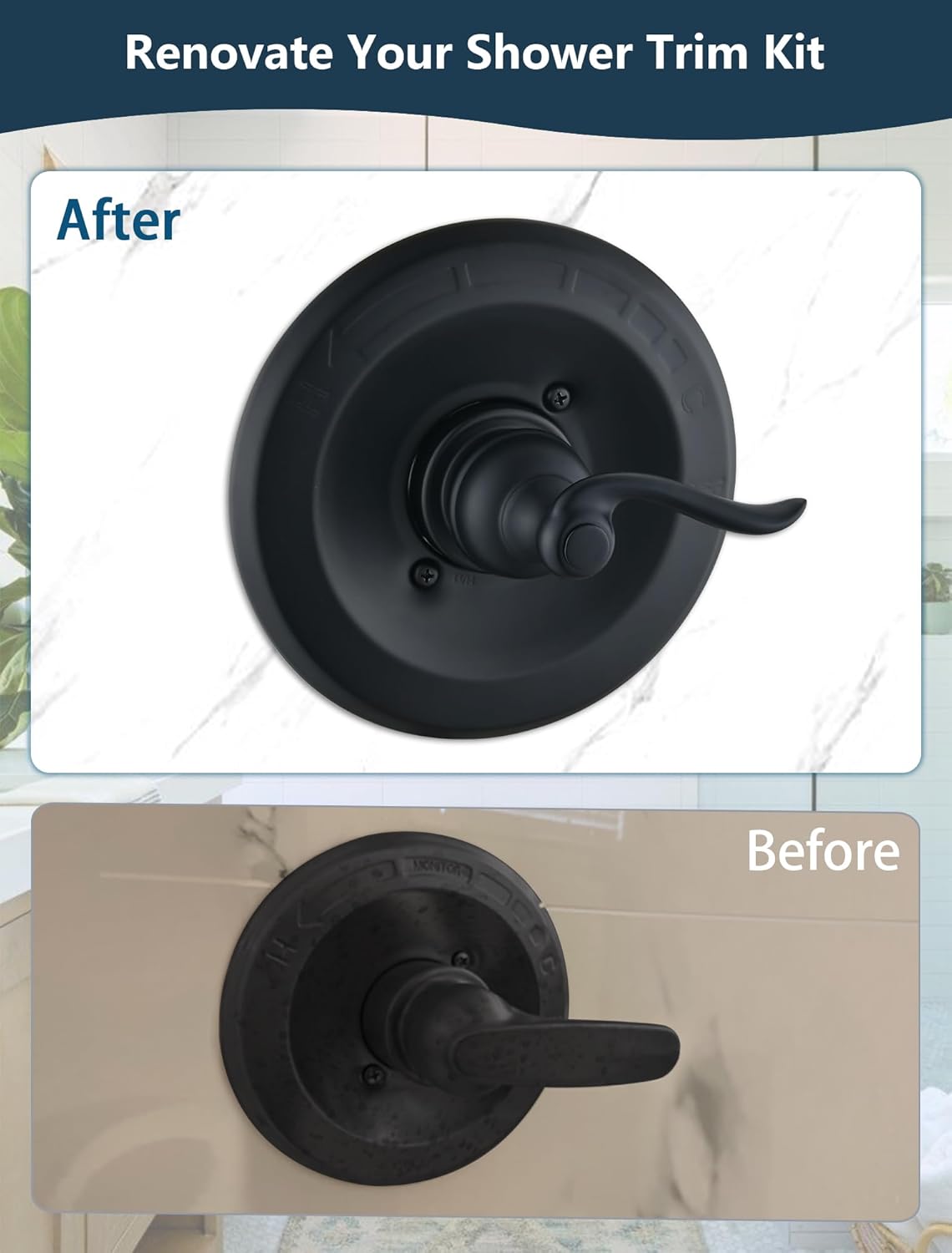 Shower Cover Plate with 2 Handle Matte Black, Replacement for Delta 13/14 Series BT14096