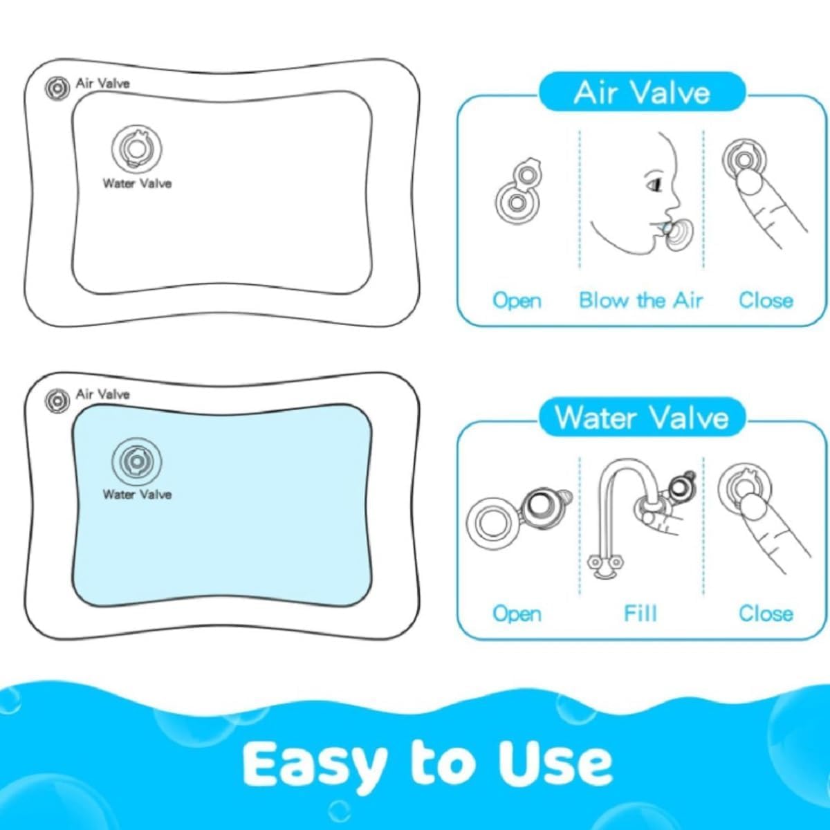 Wassermatte Für Katzen, Wasser Sensorik Matte Für Haustiere, Sensorische Wasserspielmatte Für Katzen, Auslaufsicher Und Kratzfest, Leichtes, Faltbares Design, Wecken Den Jagdinstinkt (I,65cm*65cm)
