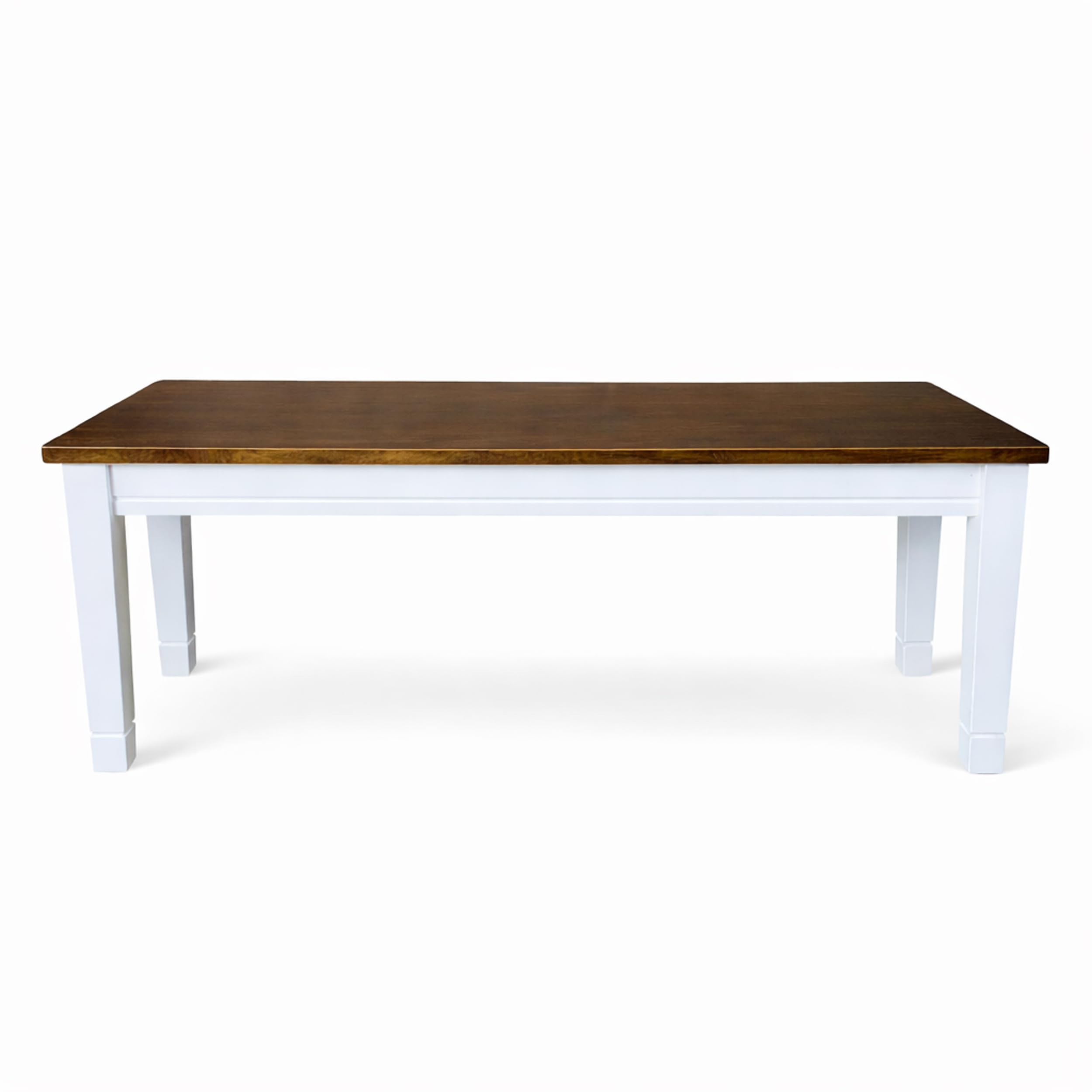 Modern Dining Bench, Dirty Oak/White Finish Solid Rubberwood