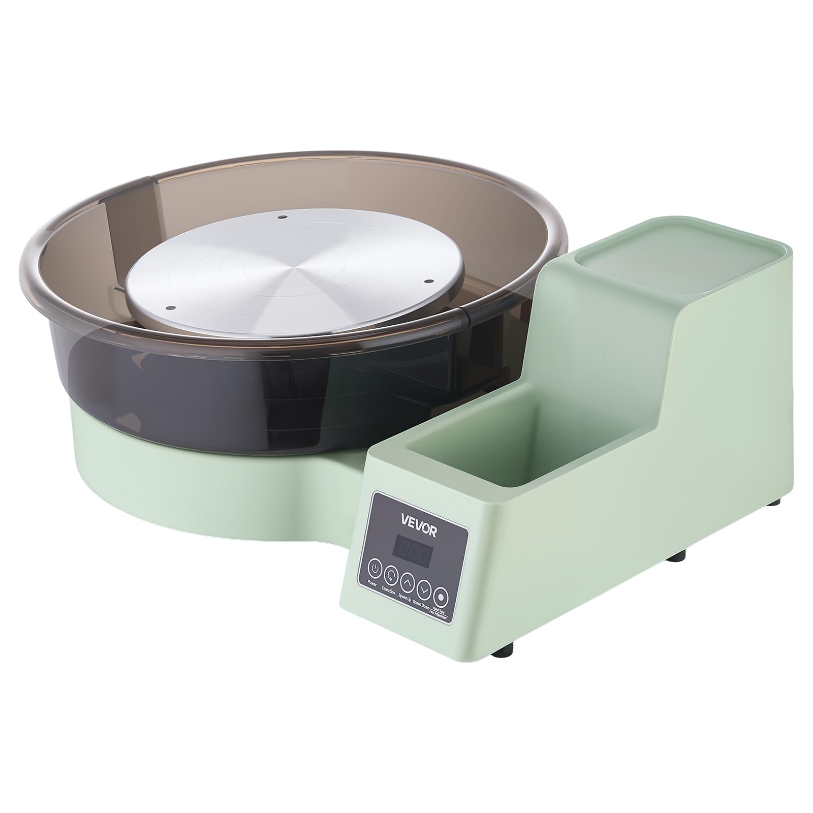 VEVOR Tornio Girevole da 36 e 28 cm Verde Vasca Rimovibile, Giradischi per Ceramica da Tavolo da 450 W con Pedale, velocità Regolabile da 30 a 300 Giri/min, per Principianti Artigianato Fai da Te