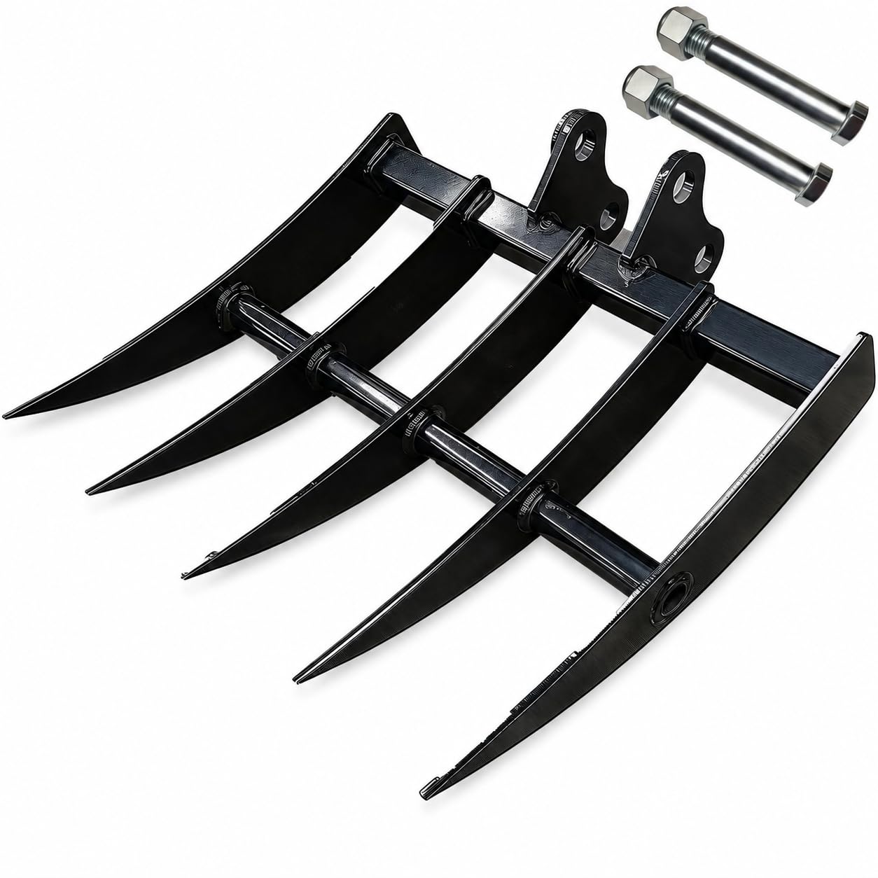 Hydraulischer Kipp-Mini-Bagger-Rechenaufsatz, 0,8–2 Tonnen breiter Baggerrechen für Mikrobagger, 25 mm Stiftloch und 90 mm Spannweite
