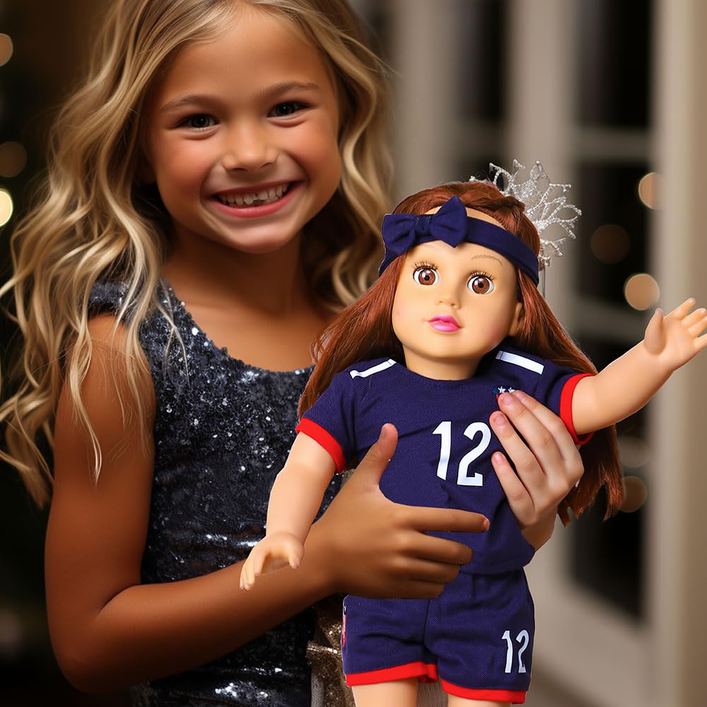 Ropa De Fútbol Para Muñecas 12-14 Pulgadas – Set Completo Con Camiseta, Pantalón, Zapatos, Diadema Y Accesorios Para 30-45 Cm