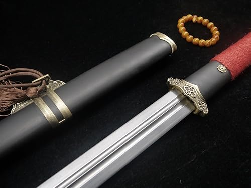 Miniatura 4 de Espada chinaTang jianhoja de acero de Damascovaina de madera negraaccesorios de latónespiga completalongitud 39 pulgadas