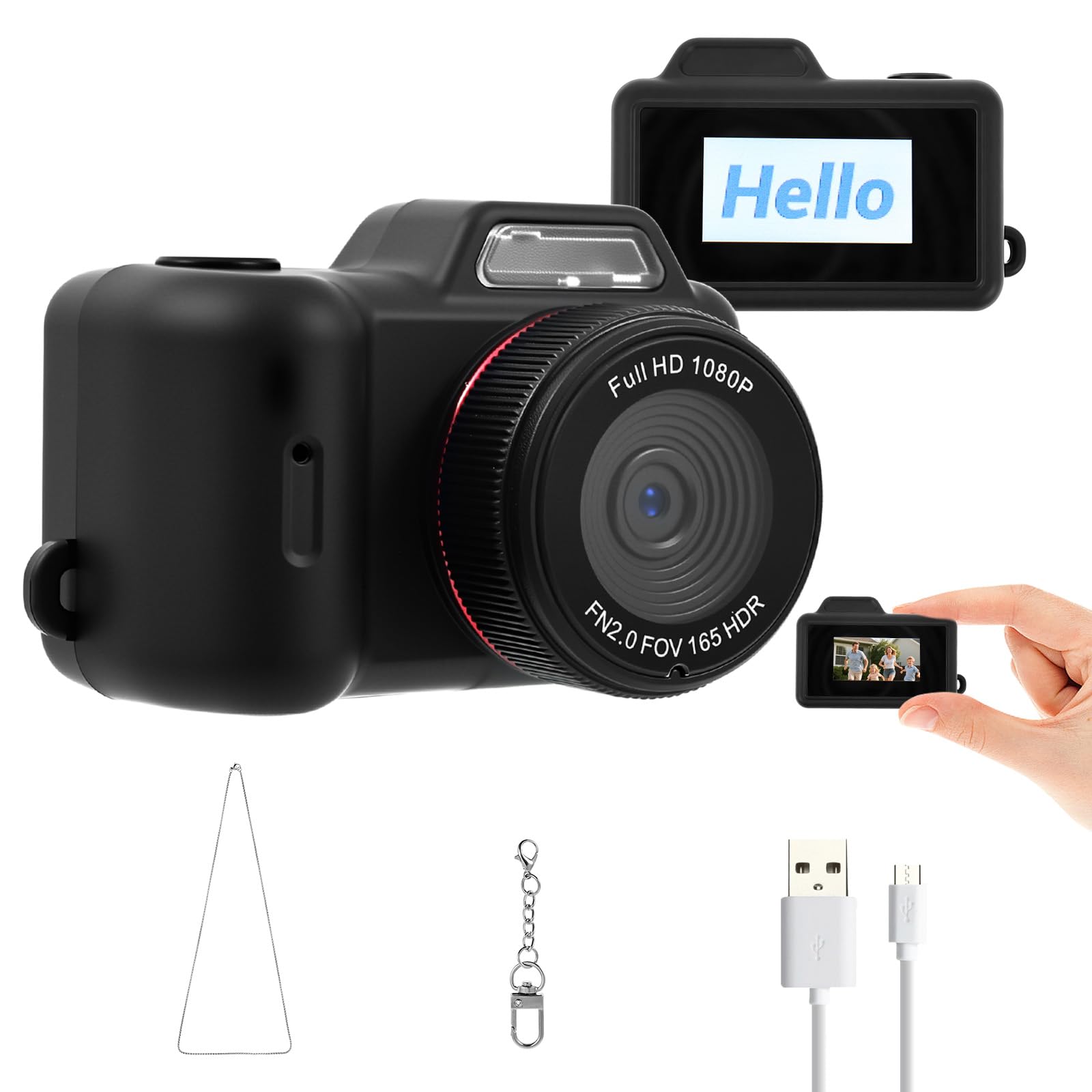Mini Camera 1080P Video, Mini Keychain Digital Camera Pocket Size,Recorder with Long Battery Life for Traveling Party and Photography(Black)-image-15