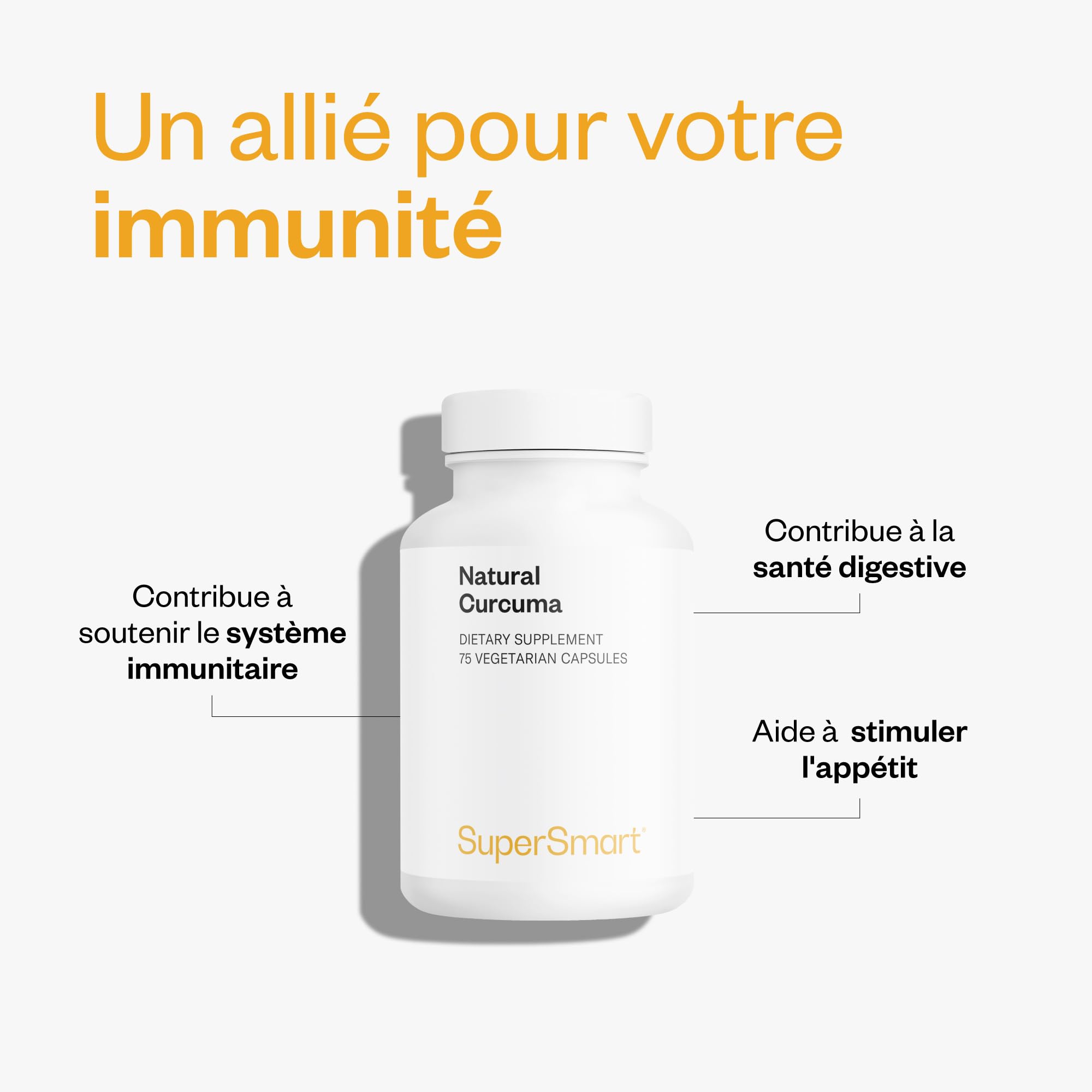 Curcuma Naturel - Puissant Antioxydant - Haute Absorption - SuperSmart | Propriétés Anti-Inflammatoire et Immunitaires - Normalisé à 95 % de curcuminoïdes - Vegan - Sans Gluten