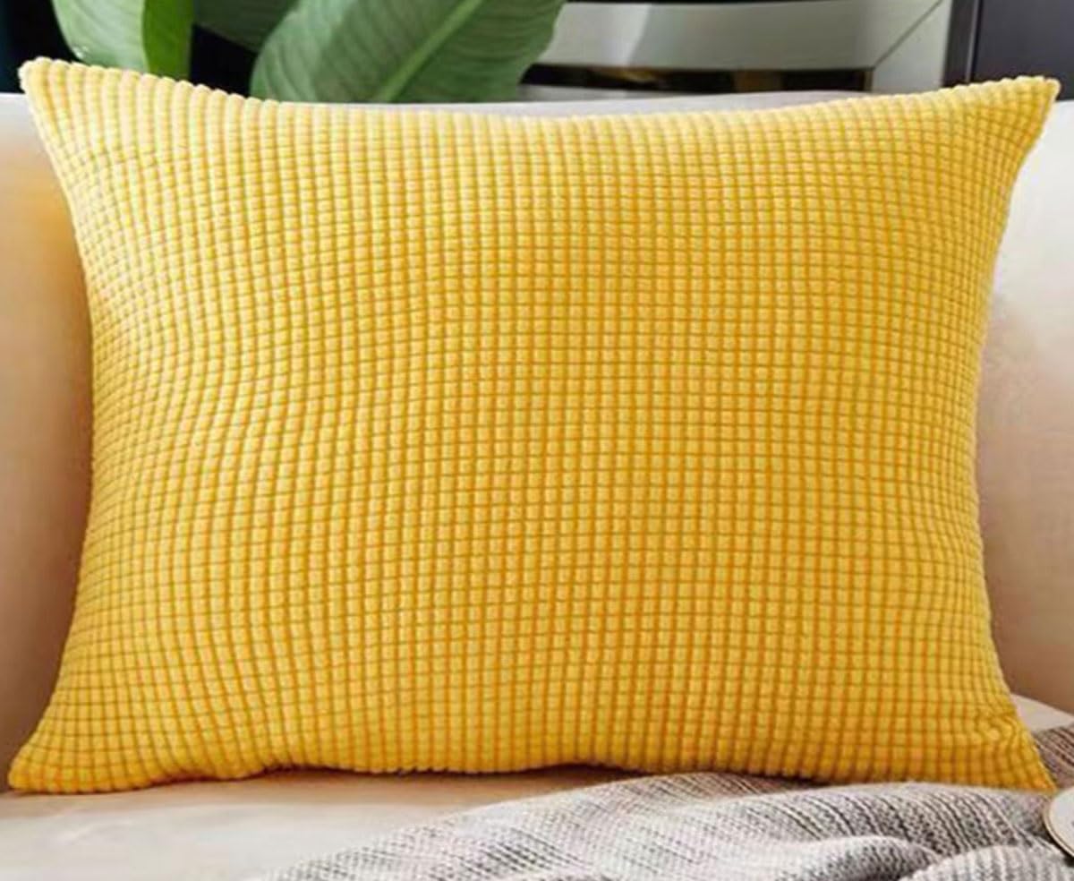 Swj-Swjssb Yellow Stretch Pillow Cases Pillowcase Set Of 2 Pack Sofa Pillow Case,Large Cushion Covers Soft Corduroy Decorative Pillow Protector Elastic Gray Couch Settee Pillow Cover(,40X60 Cm Set Of 2)