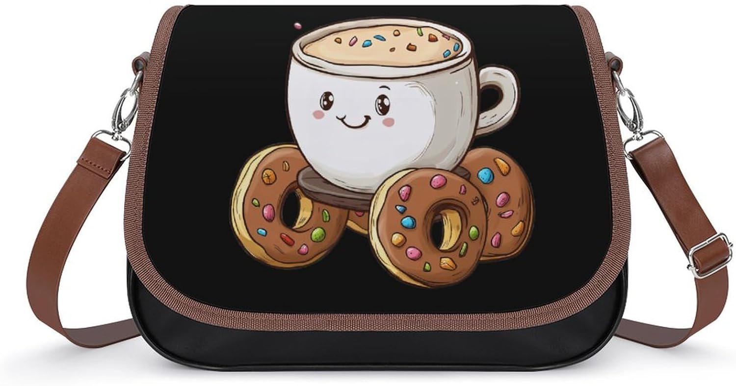 Coffee Cup in Donuts Car Shoulder Bags for Women Tote Handbag Clutch Purse Messenger Bag