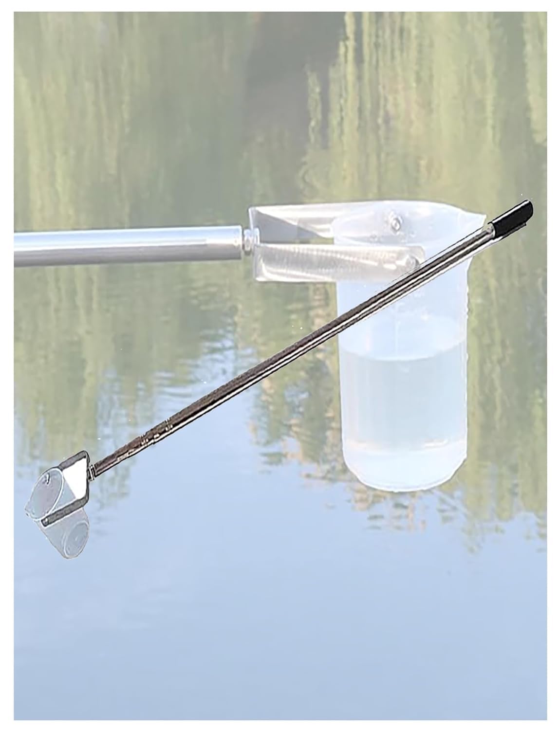 Wasserprobenehmer - Graduierter Becher mit Edelstahl-Teleskopstange für Abwasserproben und tiefe Abwassersammlung in Flüssen und Seen