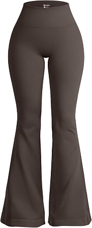OQQ Womens Flared Pants High Waisted Yoga Leggings Stretchy Bell Buttom Wide Leg