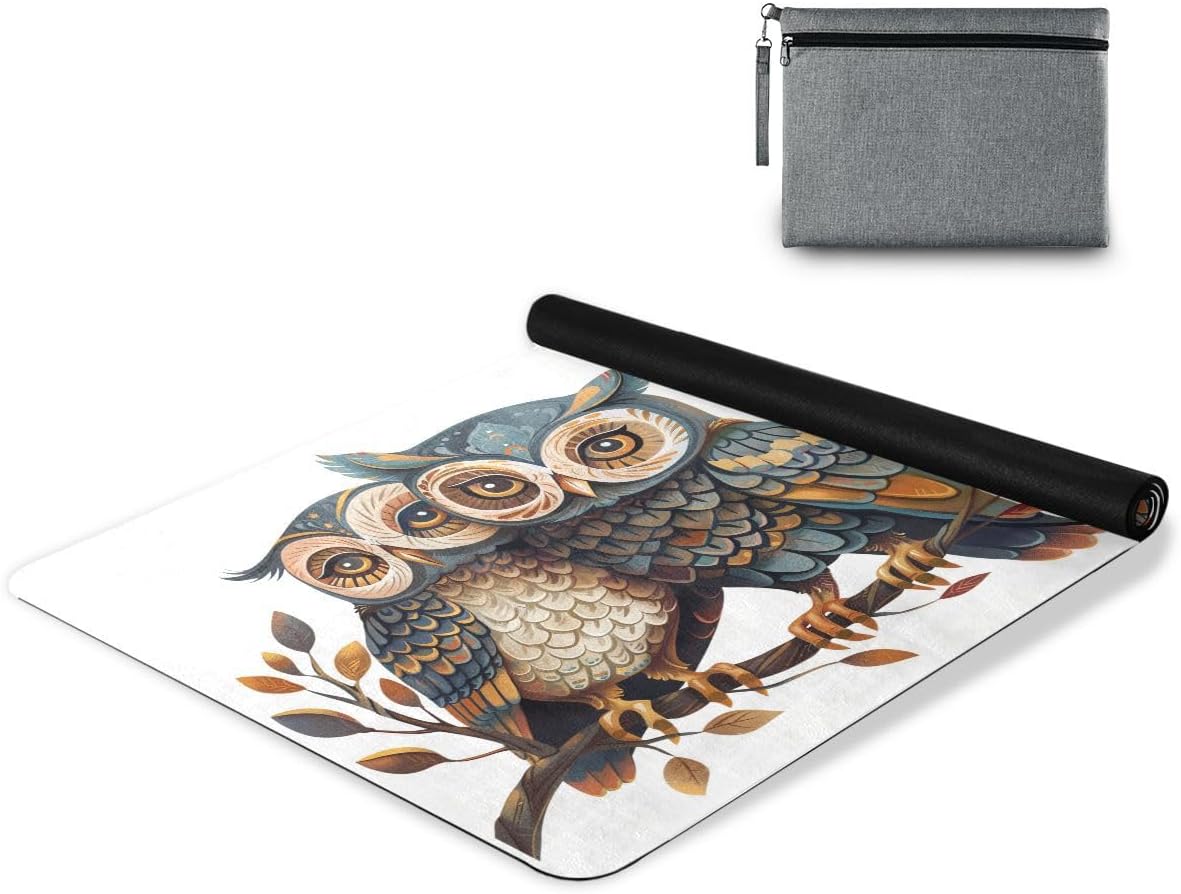 ALAZA Two Owl Couple Yoga Mat Non Slip Fitness Exercise Mat, Workout Mat for Yoga, Pilates and Floor Exercises