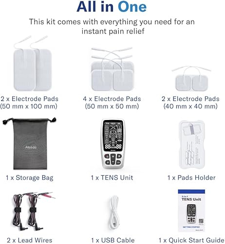 Miniatura 9 de Alcedo Unidad TENS + máquina combinada EMS Estimulador muscular para aliviar el dolor, masajeador de pulso eléctrico recargable con 41 modos para