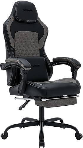 Silla de juegos, silla ergonómica para videojuegos, sillas de juegos para adultos con masaje lumbar, silla de videojuegos de oficina con altura y