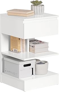 SoBuy Bedside Table Bed Side Table Nightstand with 1 Drawer & 2 Shelves طاولة جانبية Table with Drawers Small Side Table for Bedroom