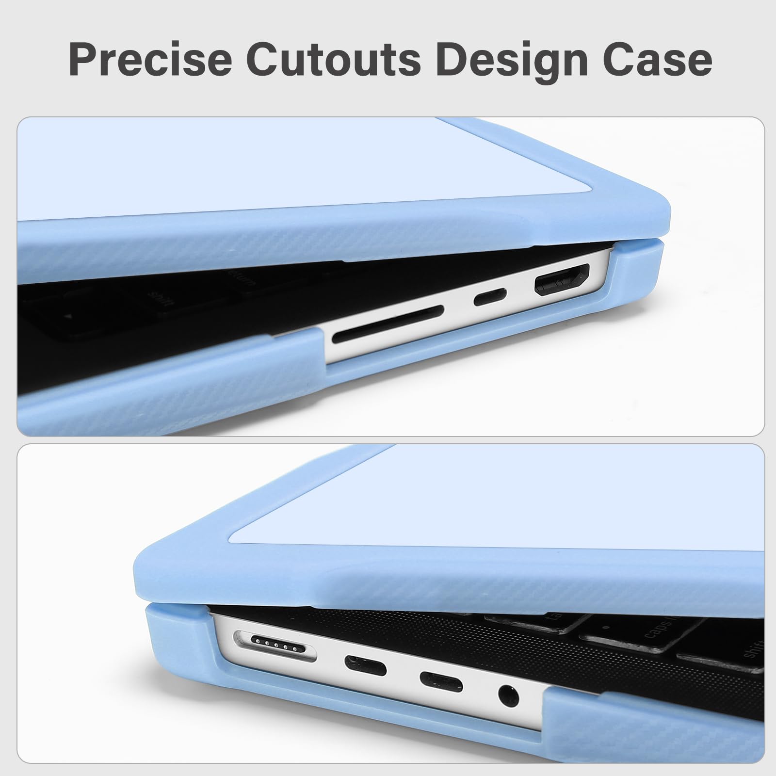 MOSISO Funda Compatible con MacBook Pro 14 Pulgadas 2026-2021 M5 M4 M3 M2 M1 A3426 A3427 A3434 A3112 A3185 A3401 A2918-A2442, TPU Bumper Antirrayas Carcasa&Cubreteclado&Pantalla Film,Azul Aire