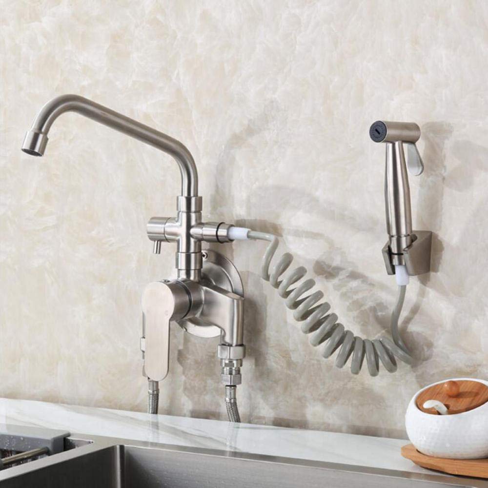 Robinet mural avec douchette pour évier de cuisine, balcon et laverie
