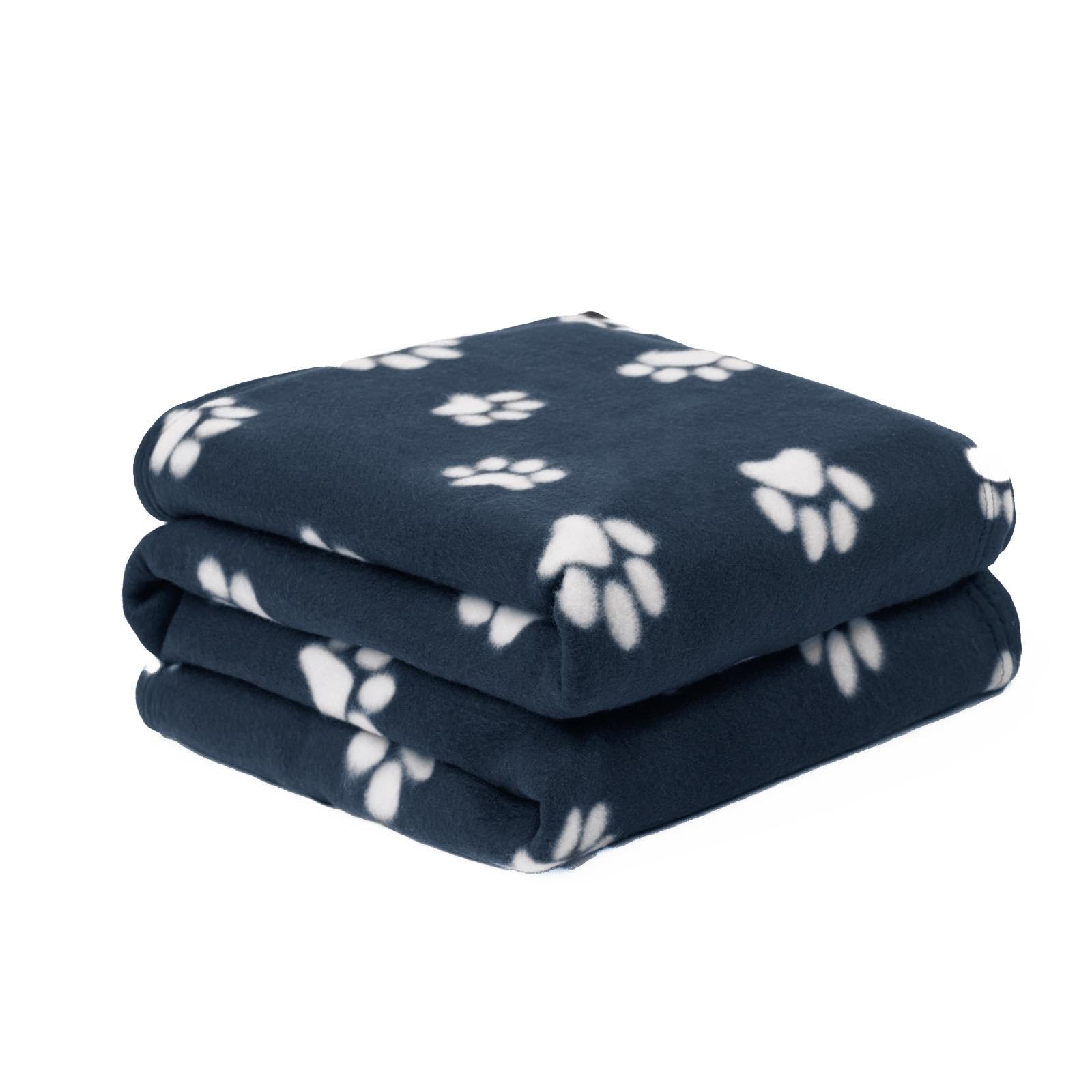 Ohs Navy Dog Blanket, Comfy Fleece Blankets For Pets Cats Sofa Cover Throw Dog Blankets Washable Warm Soft Fluffy Pet Blankets For Dogs, Blue 120Cm X 150Cm