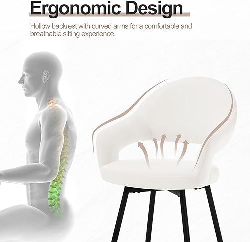 Miniatura 5 de Juego de 2 taburetes de bar giratorios de altura de mostrador con respaldo hueco, taburetes de cocina de 26 pulgadas de altura de mostrador con