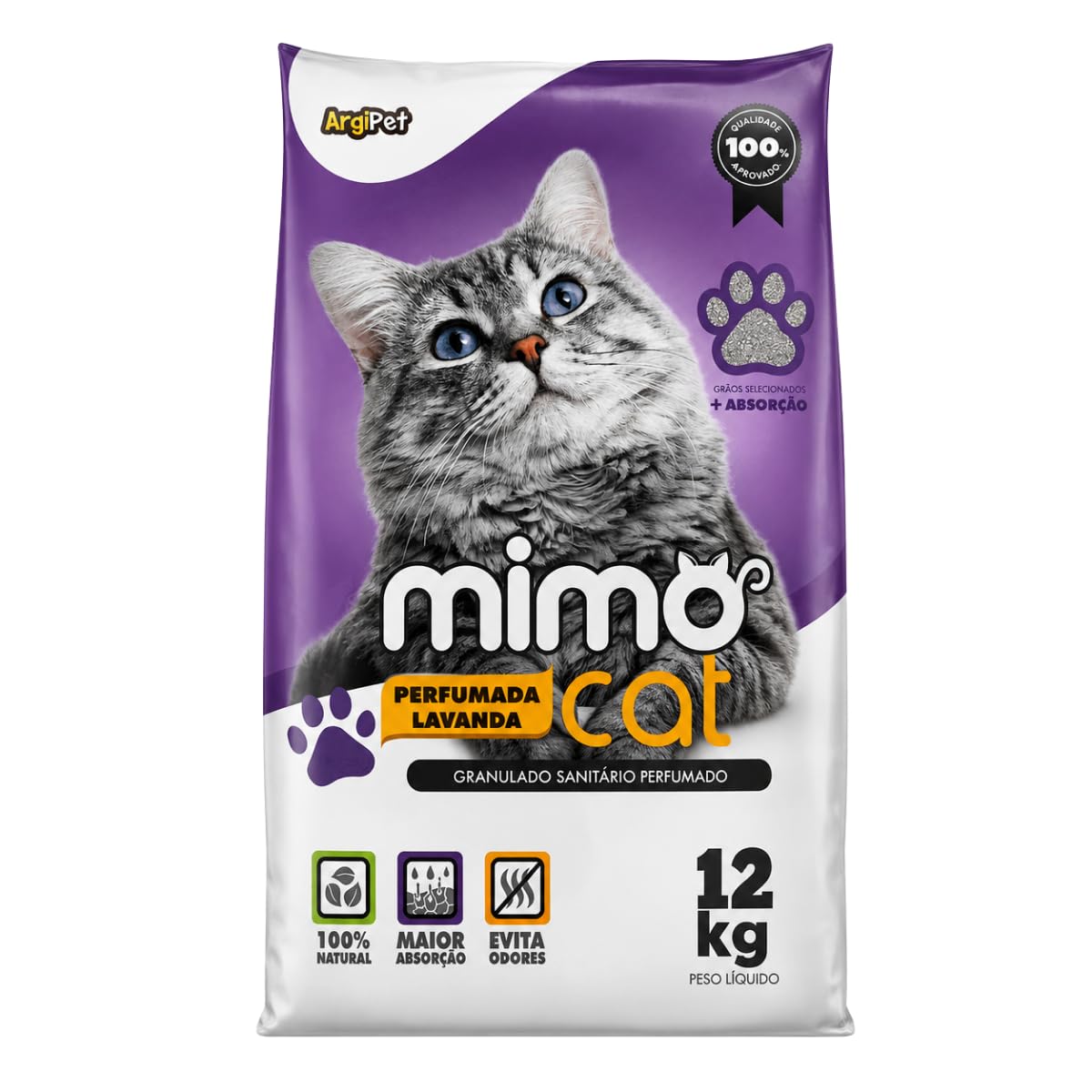 Areia Sanitária Higiênica Argila Natural para Gatos Grãos Médios Tradicional Mimo Cat -