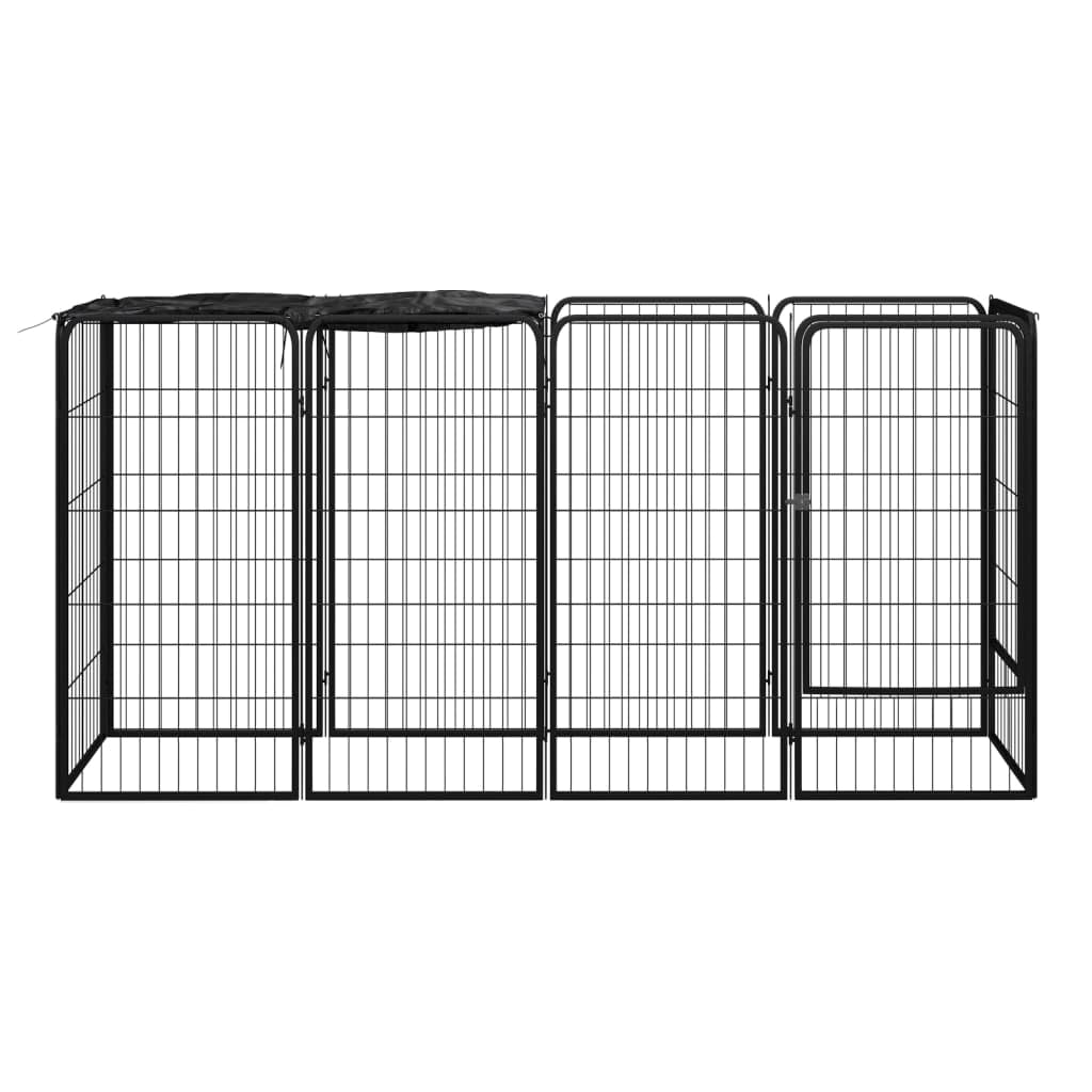 CHARMMA Dog Playpen Black Powder-Coated Steel,Polyethylene,Dog Kennels & Runs-3115948