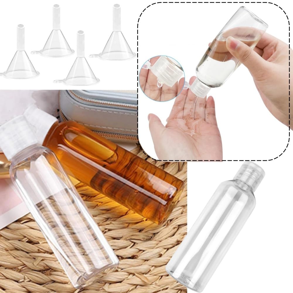 FusionFinity Bottiglie da viaggio per articoli da toeletta - Set di 18 bottiglie da viaggio con borsa trasparente da viaggio - Accessori da viaggio pratici e compatti in aereo in silicone