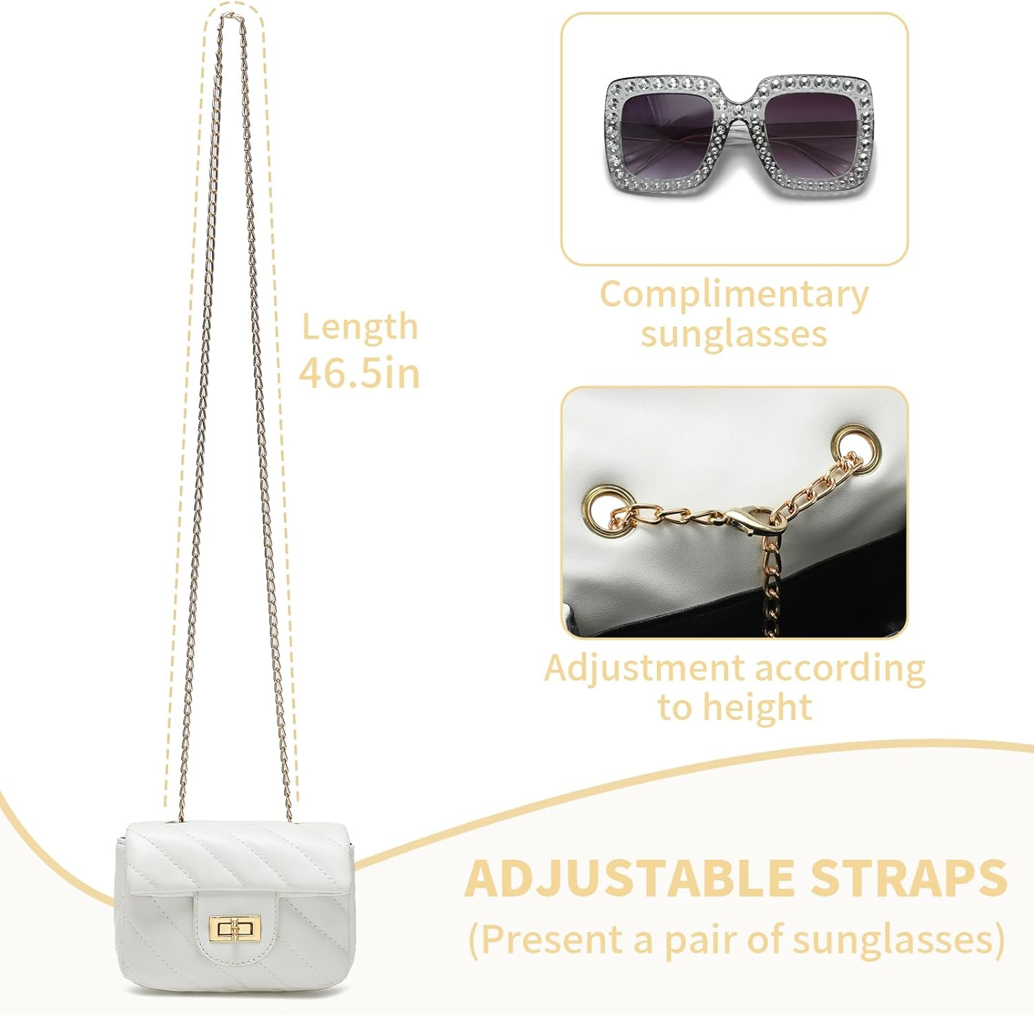 Kids Purse for Little Girls,Toddler Shoulder Bag Crossbody Bag Princess Handbag, Girls Purse with Sunglasses - Image 4