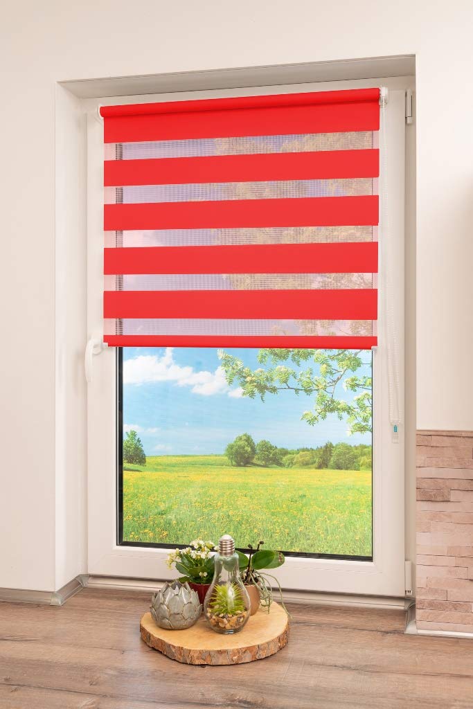 Khome K-Home Klemmfix Doppelrollo Madrid ohne Bohren Rot 35 x 150 cm (B x L) – Bild 3