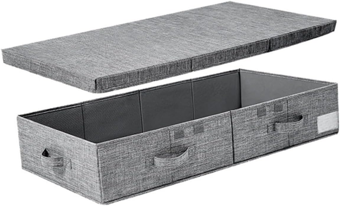 Folding under Bed Clothes Storage Bag Lid Multi-functional Organizer Bin for Quilts Blankets and Garments Space-saving Clamshell-type Storage Box for Bedroom and Closet Use