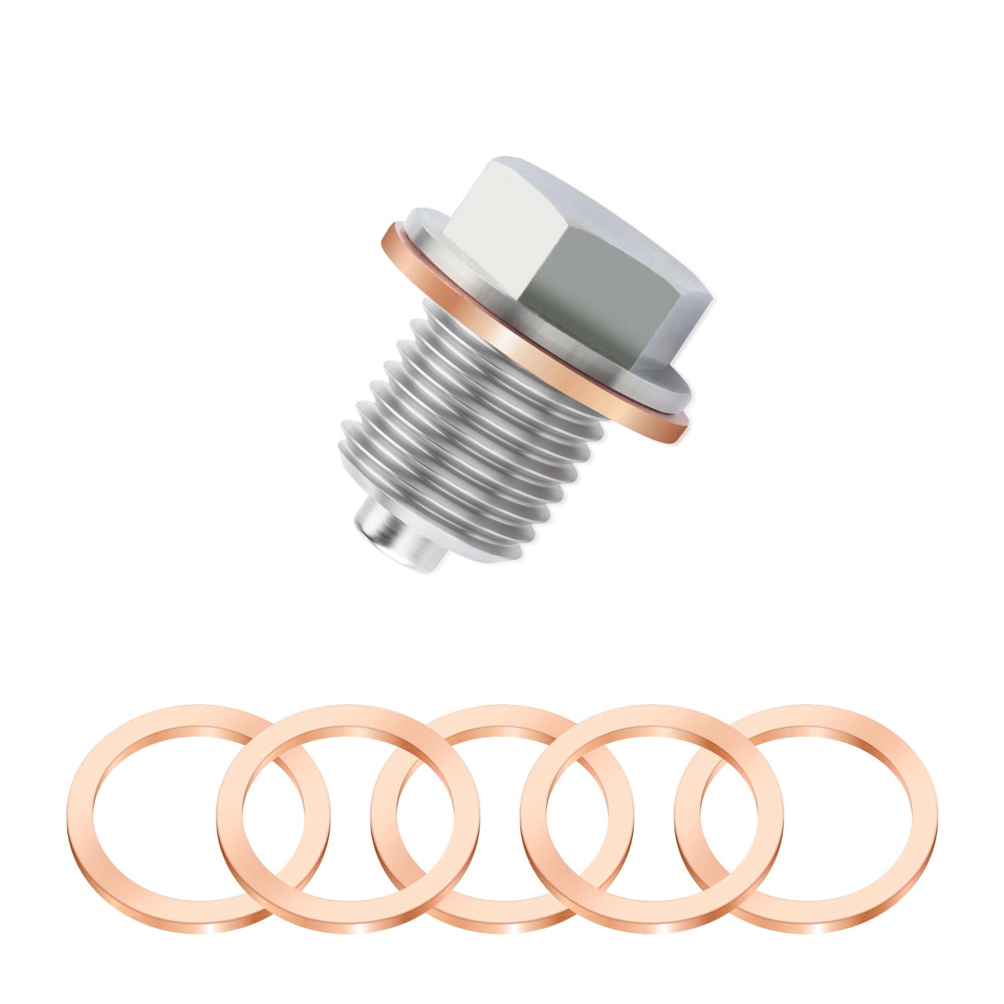 1 Set M18 x 1.5 Magnetic Oil Drain Plug Sump Drain Nut Screw With Gasket Silver Tone Universal Car Oil Drain Bolt