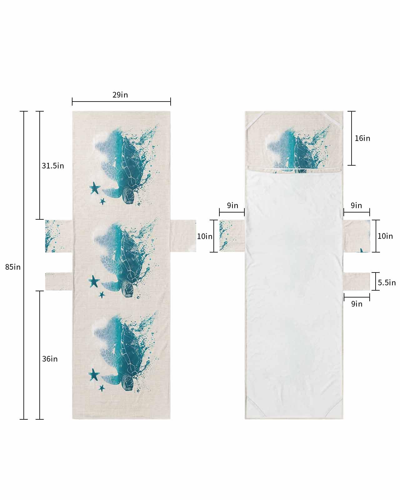 Sea Turtle Beach Lounge Chair Towel Cover, Soft Chaise Lounge Towel with Side Pockets Patio Pool Chairs Cover for Beach/Pool Sunbathing 29x85 Summer Beach Coastal Nautical Teal Starfish