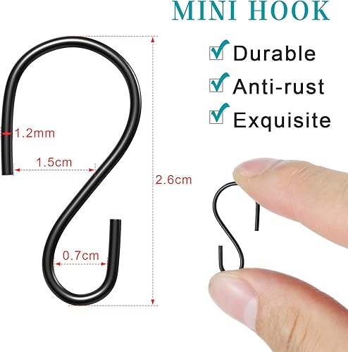 Miniatura 2 de Sratte Mini gancho en S para colgar ganchos de metal de 1 pulgada para colgar en forma de S, gancho de alambre de hierro en forma de S, ganchos de