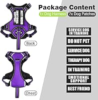 Vista 4 de WINSEE Arnés para perro de servicio sin tirones con 7 parches para perros, arnés reflectante para mascotas con mango acolchado suave y duradero