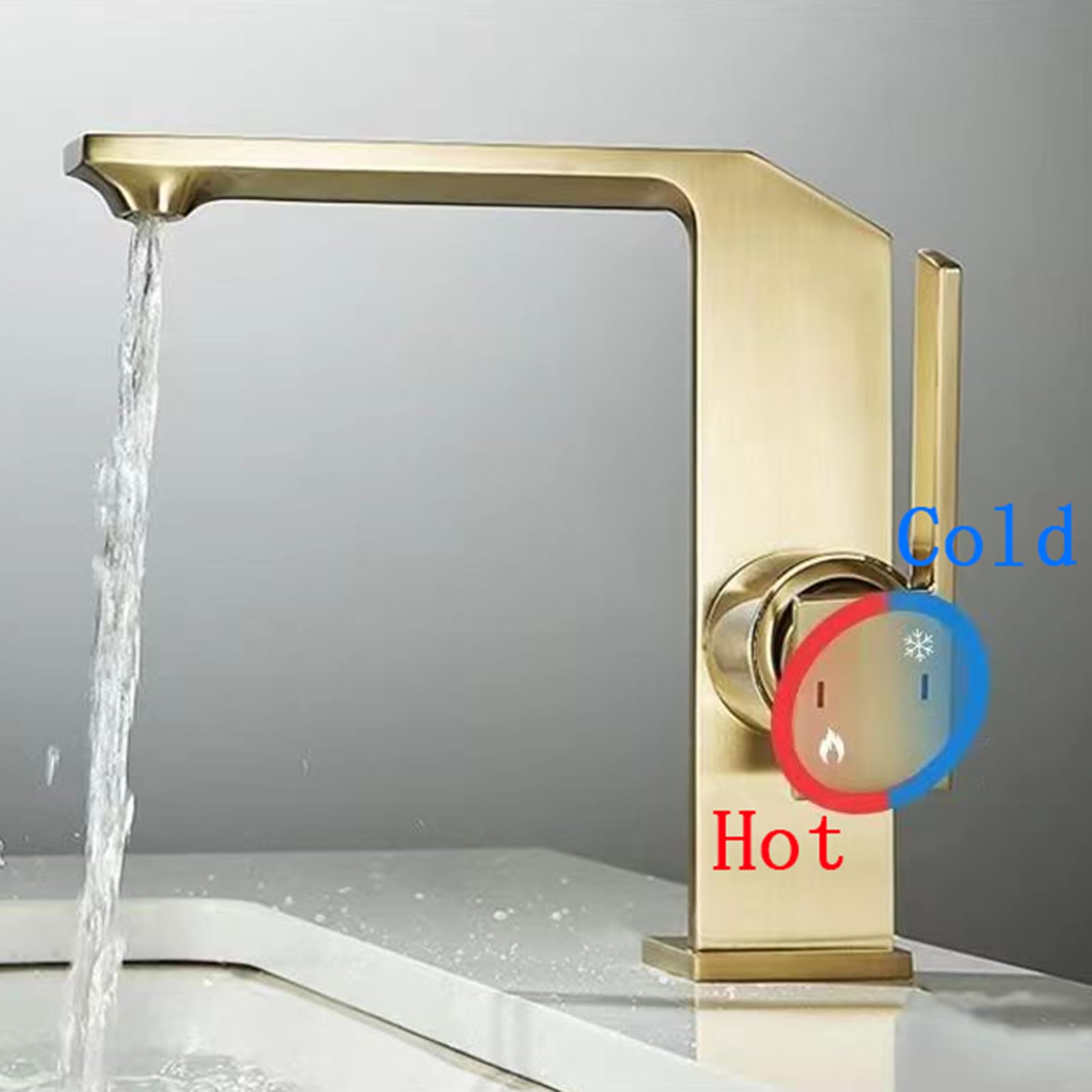 XJTNLB Grifo para Lavabo de Baño en Cascada Mezclador Lavabo Monomando Griferia Lavabo Cascada Agua Caliente y Fría,Gris Pistola