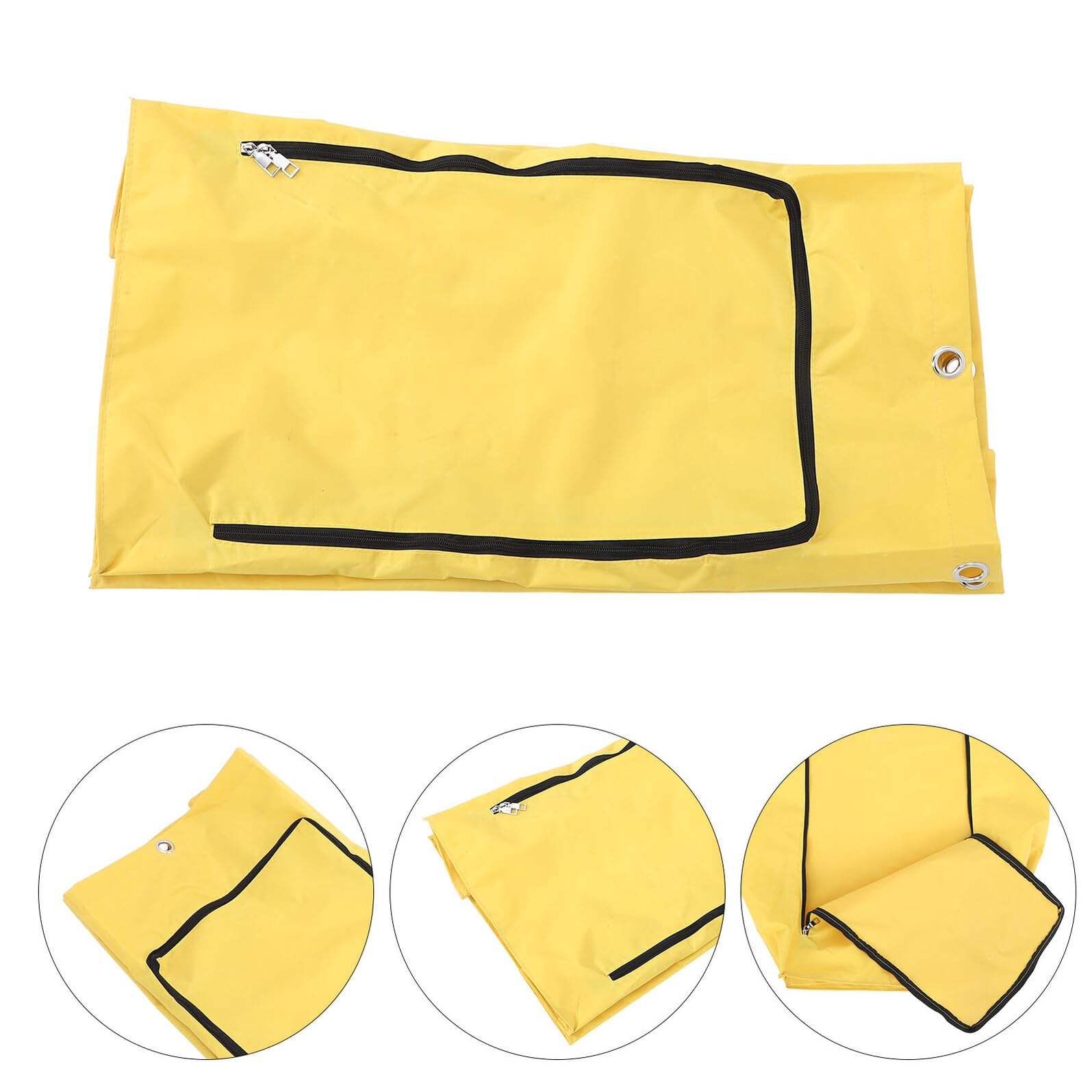 Bolsa Grande para Carrito de Limpieza de Lona Oxford Amarilla | Cremallera Frontal y Ojales, Repuesto para Carro, Uso Comercial de Recogida de Ropa o Residuos