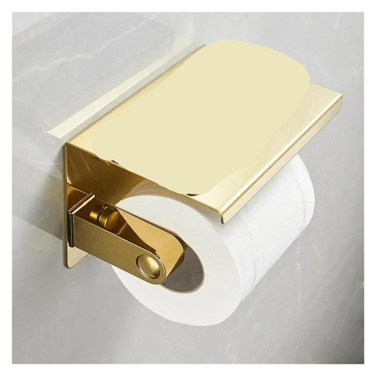 Porta carta igienica multifunzionale da 1 pz con dispenser doppio for fazzoletti montato a parete su ripiano, oro(Black single)