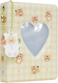 Photocard Binder 3 Inch Kpop Album Kpop Photocard Holder Book Mini Photo Album Kpop Album with Pendant for Collecting Picture, 40 Pockets Yellow