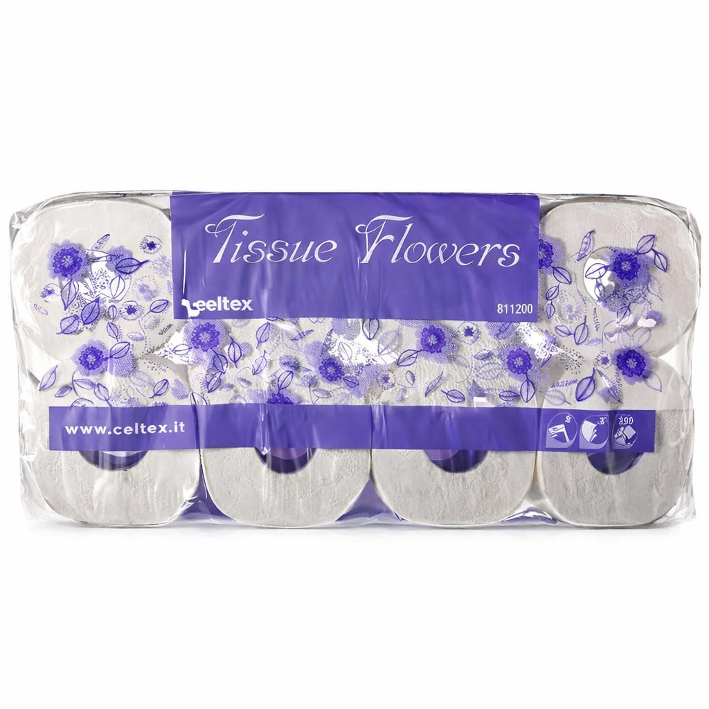 Papel higiénico - 3 pliegues - 250 hojas por rollo - estampado floral - ultra suave, resistente y cómodo - Lote de 32 rollos