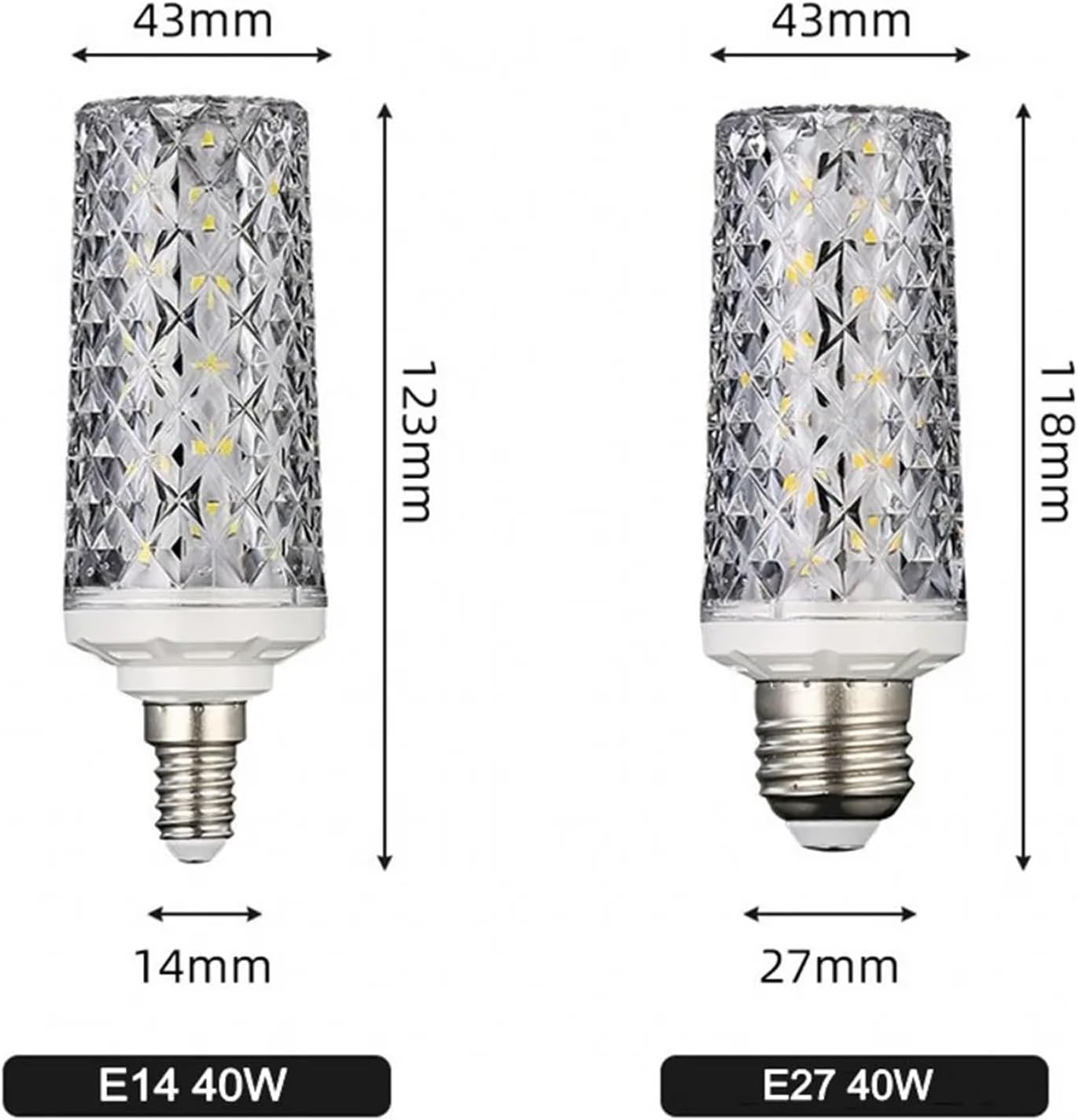 E27/E14 LED Corn Light Bulb, 30W/40W, 360 Degree Beam Angle, AC 220V-240V, SMD5730, Replace Halogen for Chandelier Crystal Lamp(Warm White,E2730W)