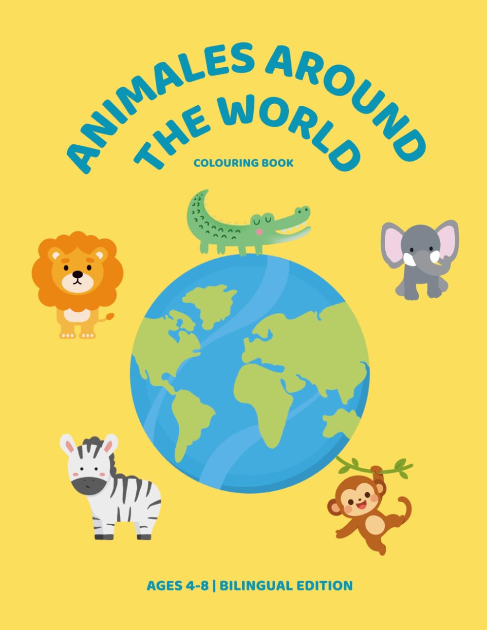 Animales around the world: Colouring book