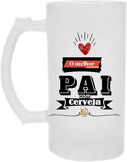Caneco de Chopp de Vidro Jateado – "O Melhor Pai com Cerveja"