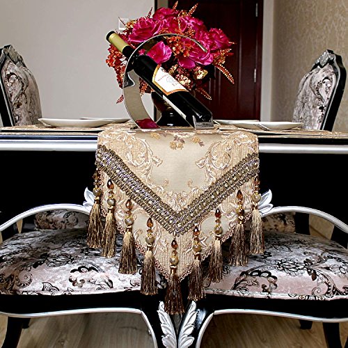 Chemin de table jacquard moderne anti-plis café 30x220cm pour protéger vos meubles