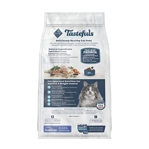Blue Buffalo Tastefuls Weight & Hairball Control Natural Adult Dry Cat Food, Chicken, 7Lb Bag #TOP1