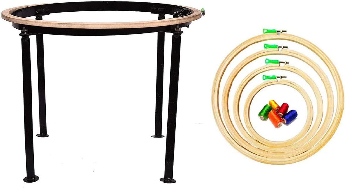 18-inch Aari Work Stand Wooden Frame with Wooden Embroidery Hoop Ring Frame Size (6,7,8,10)