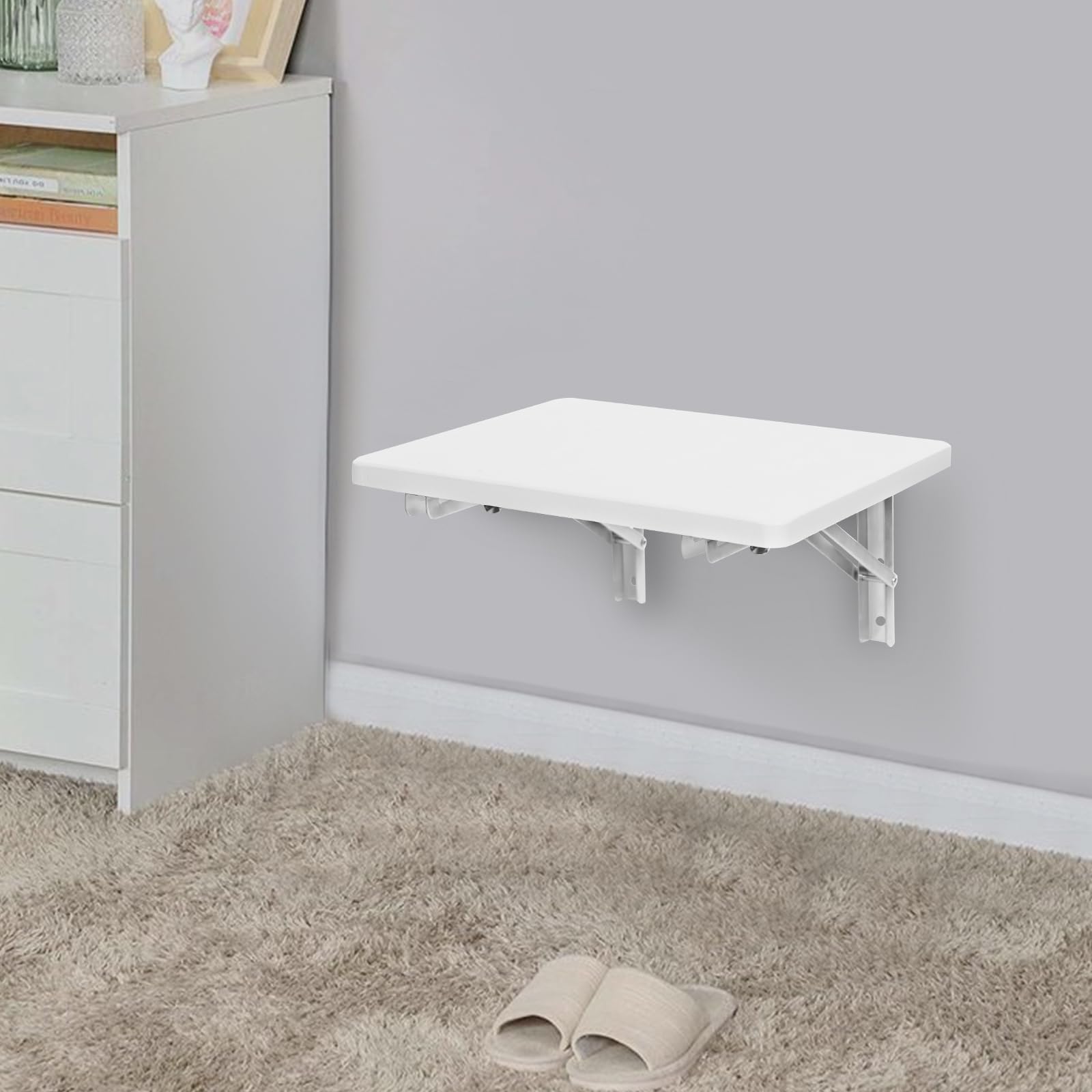 Opulentia Folding Wall Mounted Shoe Changing Stool Load 330.69lbs Shoe Wearing Stool Entering Door Stool Entrance Hall Entrance Foyer Chair Invisible Household Folding Stool Bathroom (White)