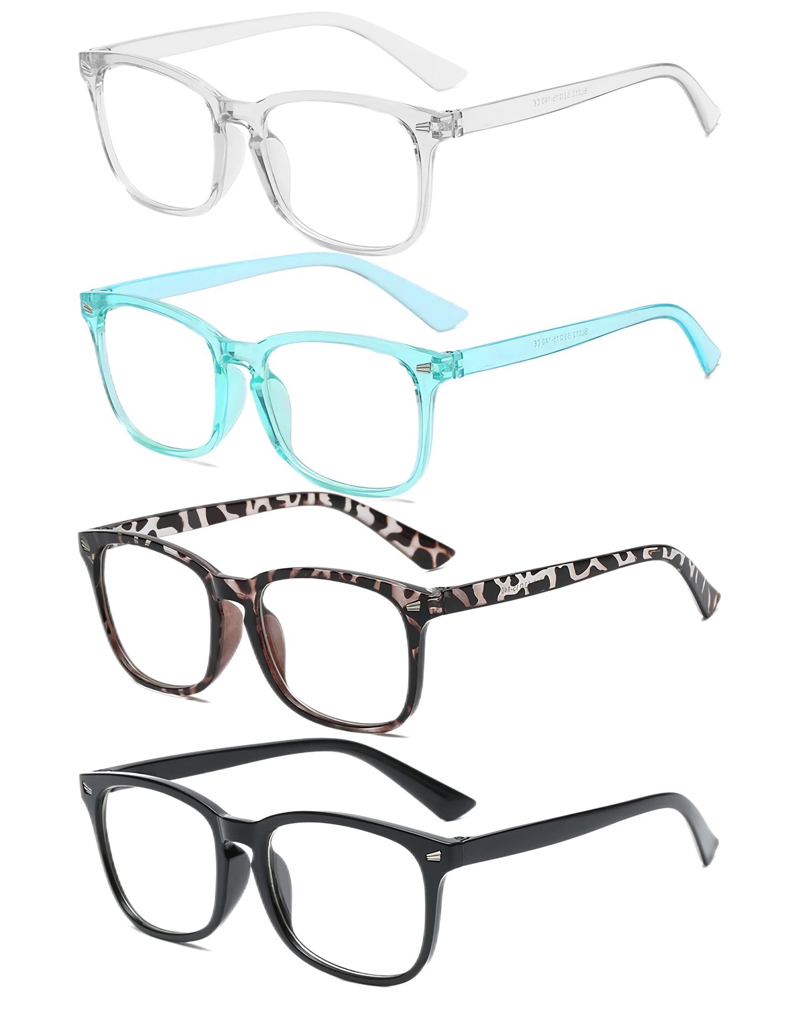 CVVTSPE 4-Pack Reading Glasses Blue Light Blocking, Men's and Women's Reading Glasses, Anti-Glare/UV Filtering Lightweight Glasses (4 Pack Mix Color, 4, multiplier_x)