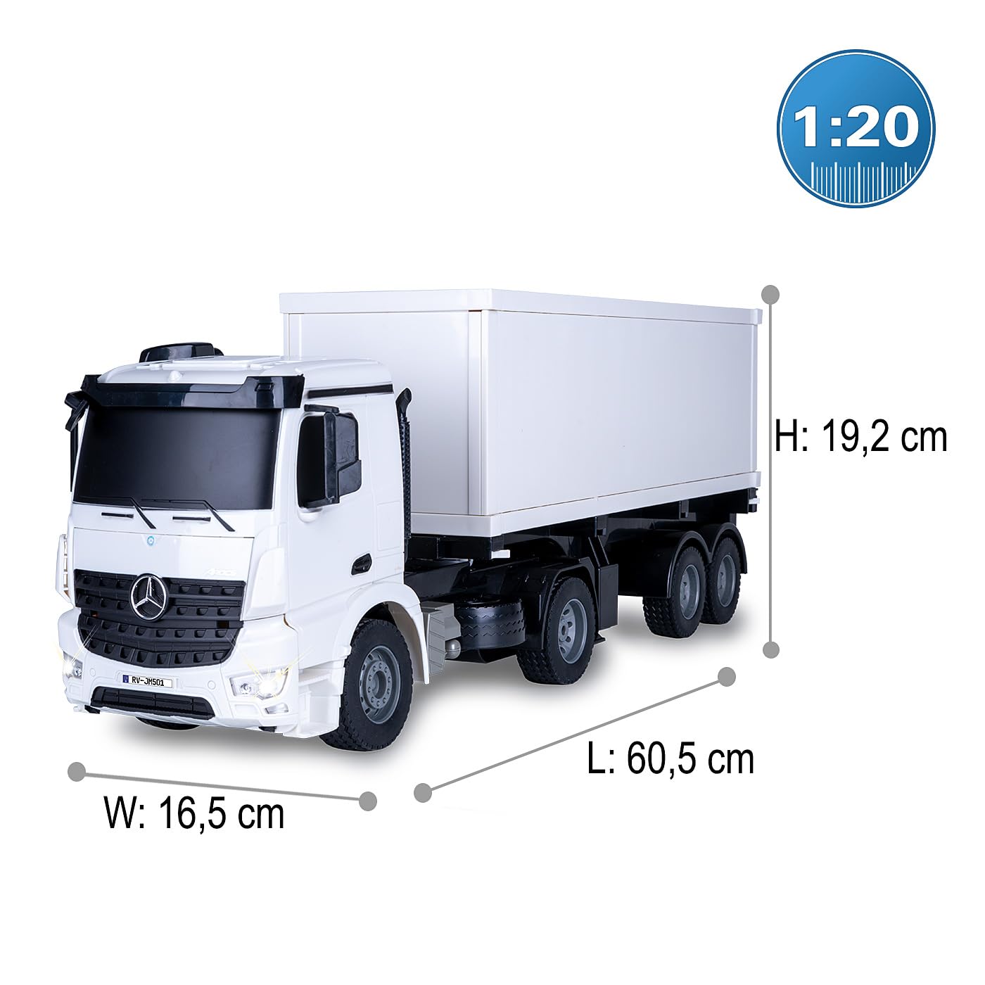 Jamara 405148 – Container Truck Mercedes-Benz Arocs 1: 20 2, 4 G